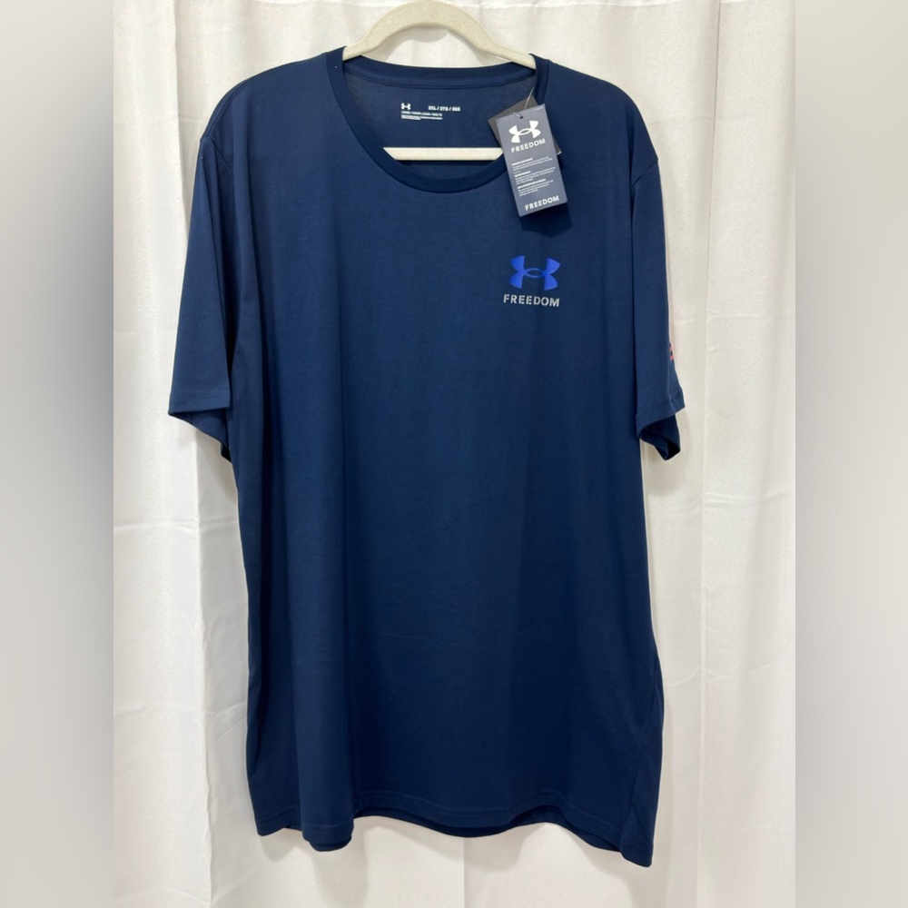 Under Armour Men's New Freedom Flag Short Sleeve T-Shirt Flag on back ! 2XL. NWT - Picture 7 of 12